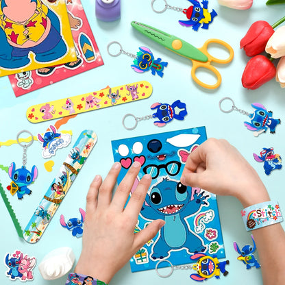 Stitch Birthday Party Favors,110 Pcs Stitchs Party Favors Set-Stitch Favor Bags,Keychains Slap Bracelets etc Stitch Themed Party