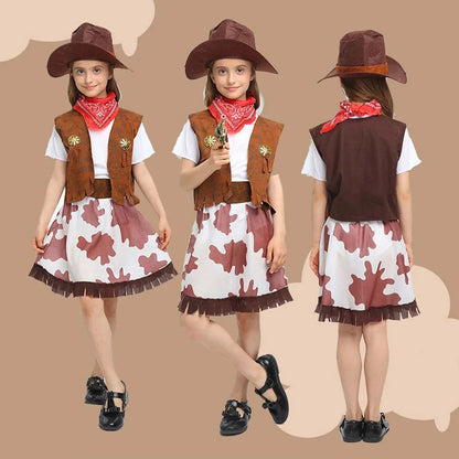 Déguisements de cow-girl pour enfants, robes de cow-boy de l'Ouest pour filles, costumes de carnaval, Purim, cosplay, événement d'Halloween, fête