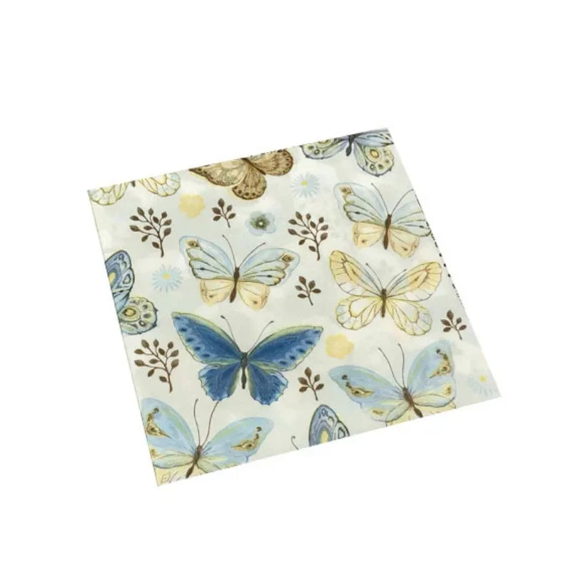 Serviettes imprimées colorées nouveaux modèles de papillons hôtel café fête mariage carré papier serviette napperons de qualité alimentaire serviette 2 plis 33c