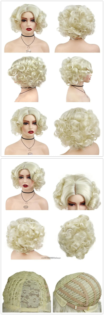 Synthetic Hair Pink Short Curly Wig for Women Big Wavy 80s Cosplay Wigs Halloween Costume Harajuku Anime Wig Natural Looking