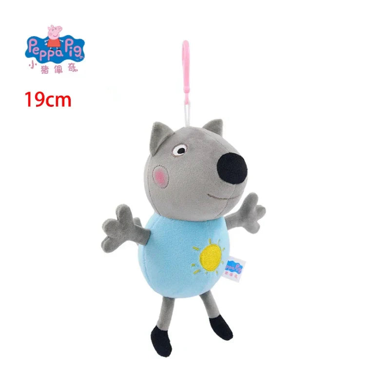 Peluches Peppa Pig et George authentiques de 19 cm, porte-clés de haute qualité, pendentif poupée animal de dessin animé, cadeaux d'anniversaire pour enfants