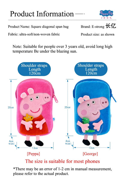 Peppa Pig Crossbody Bag Stereoscopic Doll Backpack Anime Knapsack Plush Coin Purse Toys George Round Pocketbook Children's Gifts