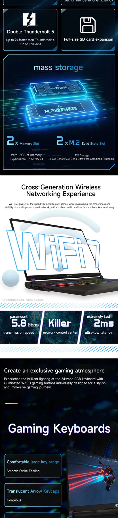 2025 MSI Vector 17 HX AI Gaming Laptop 17 Inch 2.5K QHD 240Hz IPS Screen Notebook Ultra 9-275HX 64GB 2TB RTX5080 Netbook Compute