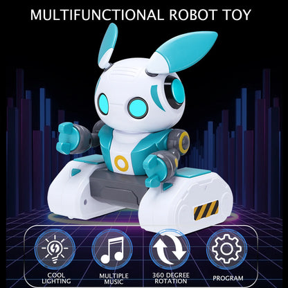 Robot Toys Robots télécommandés rechargeables 2,4 GHz avec démonstration automatique, musique, yeux LED, cadeau d'anniversaire pour filles et garçons