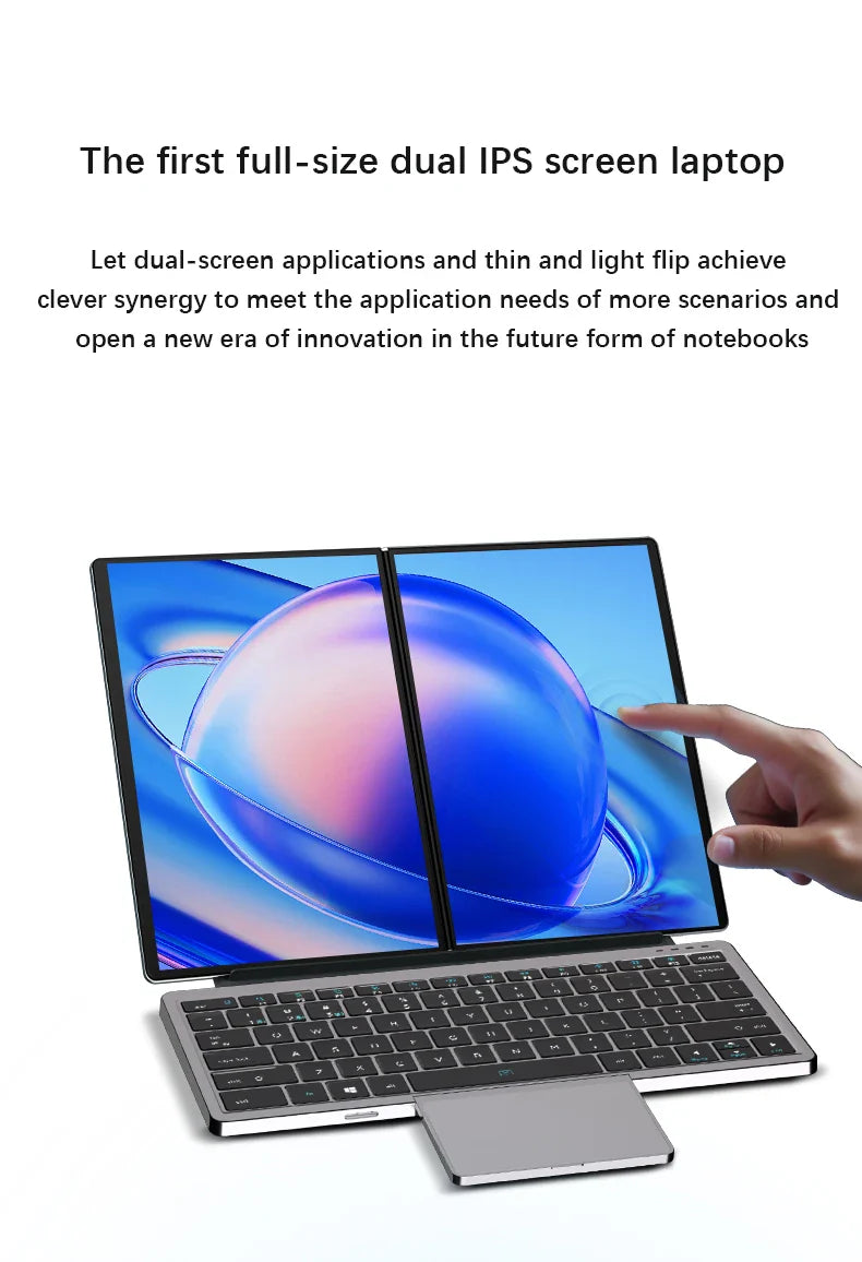 New Dual Screen Laptop Intel i3 1215U N100 Dual 10.95 Inch IPS Touch Screen Windows 11 Office Computer Tablet Notebook WiFi 6