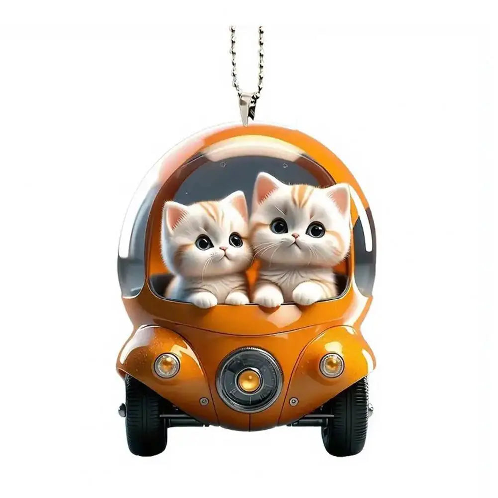 Acrylic Cat Charm for Car Realistic Cat Pendant Car Ornament Hanging Decor for Car Lovers Acrylic Charm Party Festival Gift
