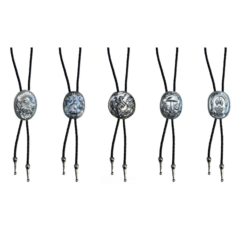 Collier occidental F42F, pendentif Rose sculpté, cravate Bolo pour adolescente, chemise, pull, décors