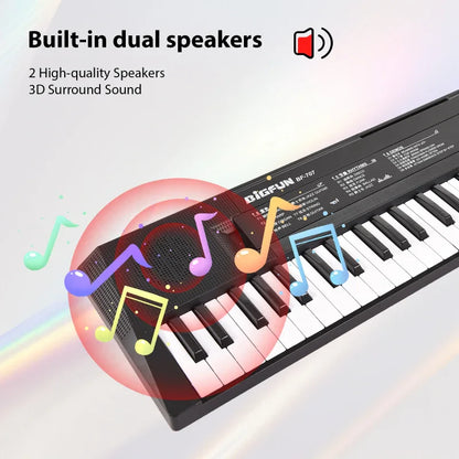 BIGFUN-Clavier électronique à 61 touches pour touristes, piano, haut-parleurs, 8 tons, 5 dangthms, 5 tambours, percussion, tension, 6 démonstration, musique