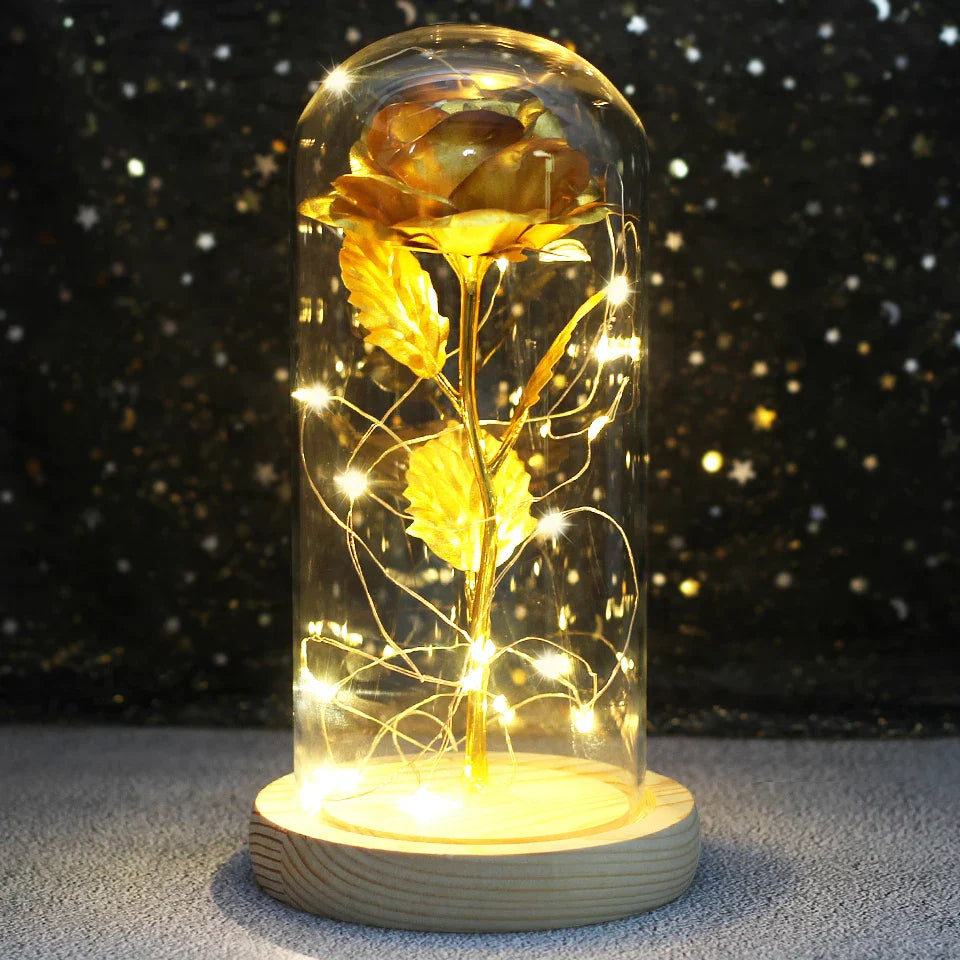 Fleurs lumineuses LED enchantées avec la Belle et la bête, dôme de roses décoratif pour mariage, saint-valentin, cadeau de fête des mères