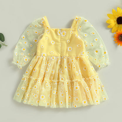 Pudcoco-Robe princesse en tulle à manches longues pour bébé fille, robe trapèze pour tout-petit, élégante, AndrPrint Destroy, maille, fête, 3M-3T