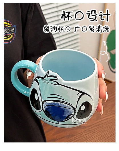 Anime Stitchou Fille Tendance Mignonne Motif Dessin Animé Créatif Couple Lait Boire Café Tasse Céramique Cadeaux d'Anniversaire