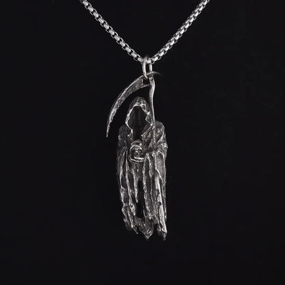 Hell Death Scythe Necklace Pendant Gothic Mysterious Devil Necklace Men's Personality Punk Retro Halloween Trend Jewelry