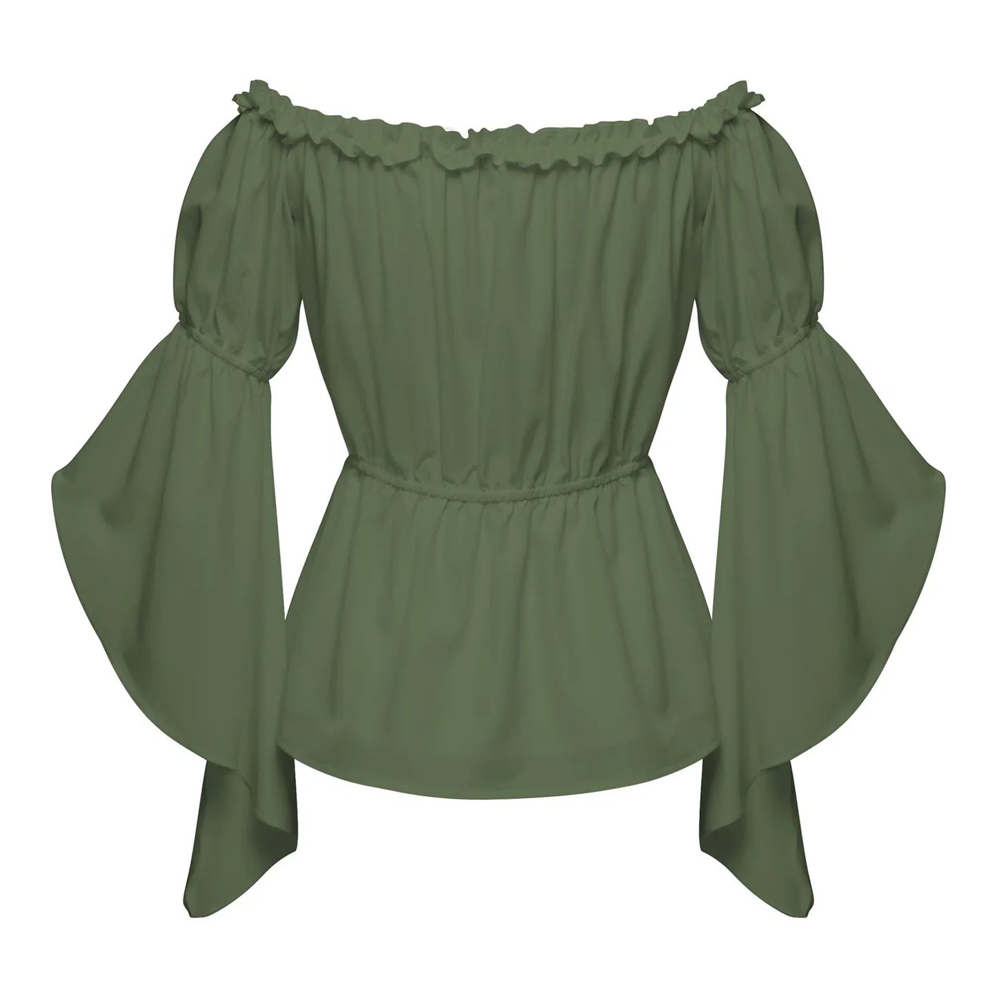 Women's Renaissance Ruffle Blouses, Ruched Sleeve Pleated Blouse, Off Shoulder Boat Neck Medieval Shirt, Victorian Shirt
