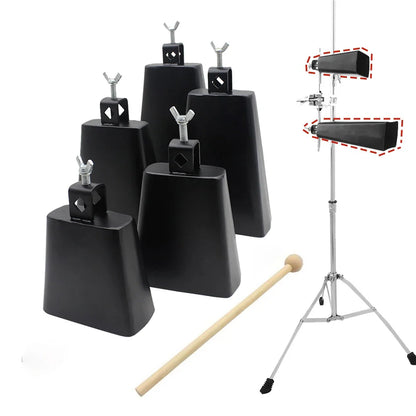 Cloche de vache de 4/5/6/7/8 pouces avec maillets en bois, cloche de Jazz en métal et acier, cloches de bétail, pièces et accessoires d'instruments de Percussion