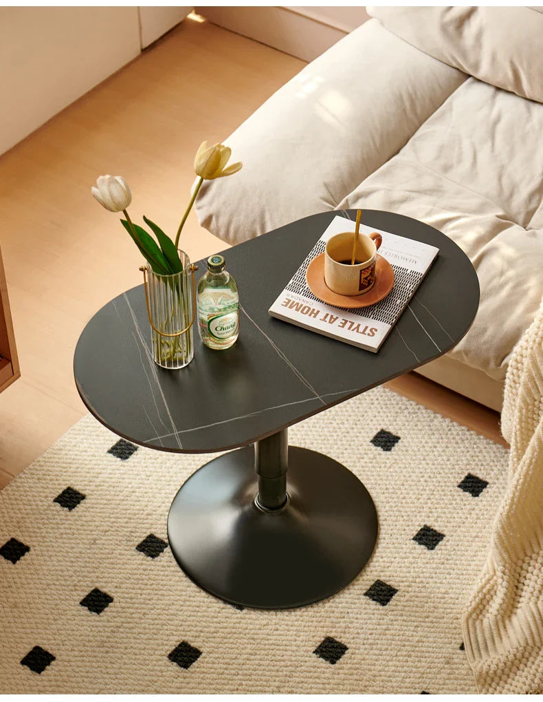 Nordic Wooden Lift Rotating Table, Bedside Table, Solid Rolling Computer Table, Carbon Steel Legs, Tea Table