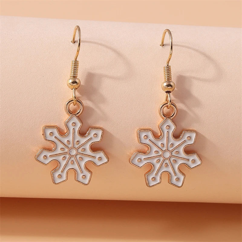 Fashion Merry Christmas Tree Deer Snowflake Santa Claus Drop Earrings for Women Girls New Year Party Festival Jewelry Gifts