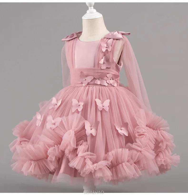 Robe de soirée 2025, robe de princesse pour filles, tenue de concours de fleurs, piano, Recital, anniversaire, mariage, jupe de ballerine, occasion formelle