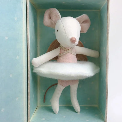 12 cm Mini ange souris dans le livre cadeau de noël nouvel an fait à la main mignon petite fée souris jouet avec nuage boîte-cadeau coton couture poupée