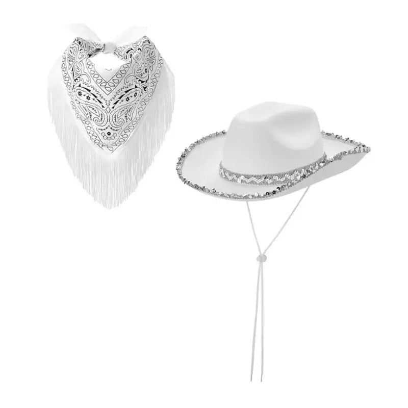 Ensemble chapeau écharpe Cowgirl 31BB, écharpe Cool pour Festival musique, fête costumée