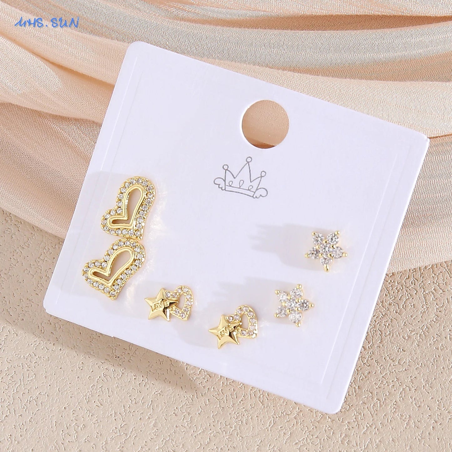 MHS.SUN-Ensemble de Boucles d'Oreilles Creuses en Forme de Cœur, pour Femme et Fille, 3 Paires
