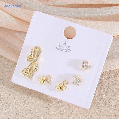 MHS.SUN-Ensemble de Boucles d'Oreilles Creuses en Forme de Cœur, pour Femme et Fille, 3 Paires