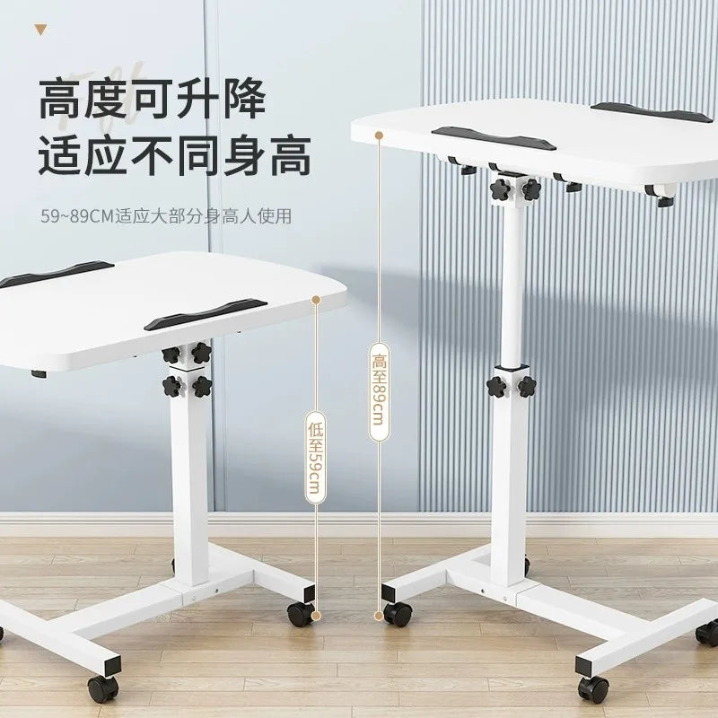 Table de lit inclinable avec roulettes, bureau de chevet réglable en hauteur, 2 ordinateurs de bureau inclinables, bureau sur pied pour ordinateur portable