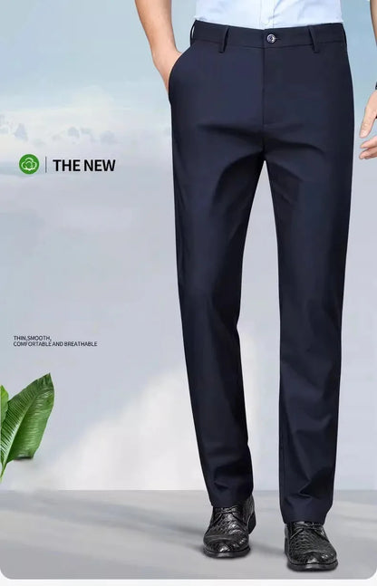 TRAF Autumn And Winter Thick Men's Fashion Comfortable Casual Long Pants Four-Sided Elastic Pants Loose Straight Leg Suit Pants