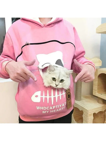 3XL Cat Lovers Hooded Sweatshirt Kangaroo Dog Pet Paw Dropshipping Pullovers Cuddle Pouch  Fish  Pocket Hoodie Tops