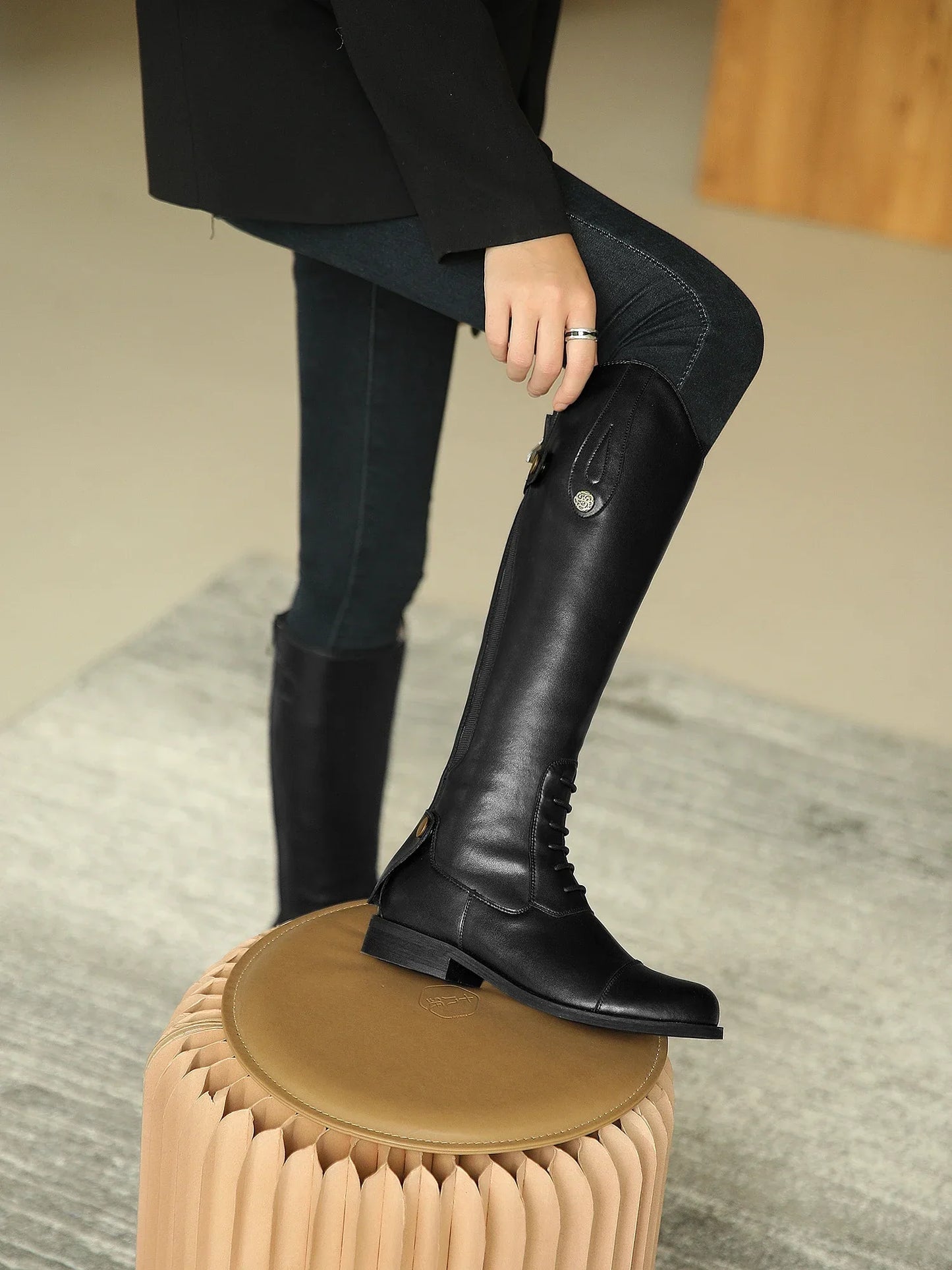 2025 Equestrian Boots Leather Equestrian Supplies Long Boots Riding Equipment Non-Slip Ultra Footwear Resistant Horse Rider Shoe