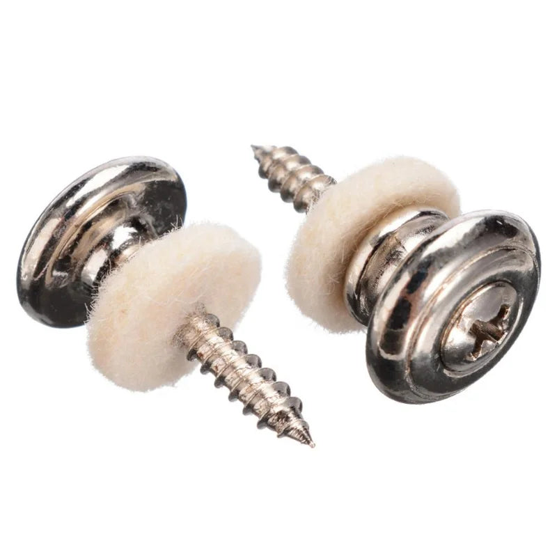 Serrures de sangle de guitare en cuivre chromé, 2 pièces, têtes de champignons, basse, broches, boutons de boucle de ceinture, argent/noir/argent, nouveau