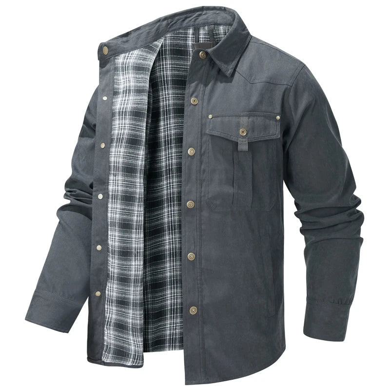 Veste chemise à carreaux en flanelle pour homme printemps automne, décontractée, style rétro, en coton, chaude, coupe-vent tactique pour homme