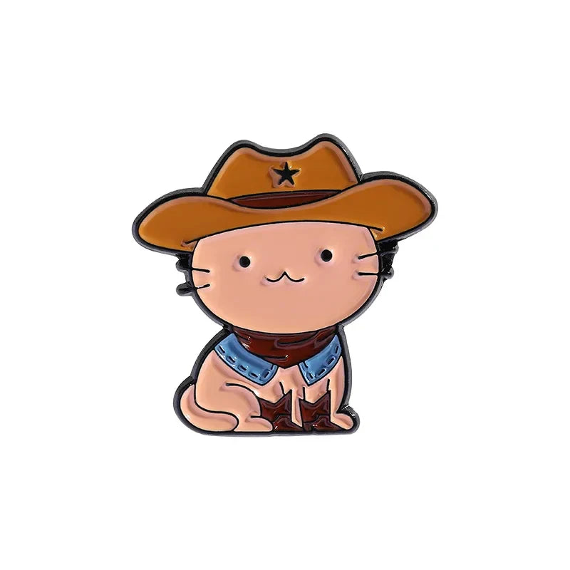 Cowboy Frog Bee Capybara Enamel Pin Cartoon Cowboy Lion Crab Animal Brooches Bag Lapel Bag Badge Funny Jewelry Gift for Friends