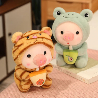 Peluche Kawaii Cochon Boba, Animal en Peluche Cochon, Déguisement Licorne Grenouille, Oreiller Doux, Jouets pour Enfants, Cadeau d'Anniversaire