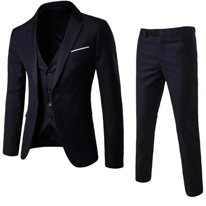 1 Set Vest Pants Set Solid Color Korean Style Slim Single Breasted Vest Coat Zipper Closure Trousers for Wedding