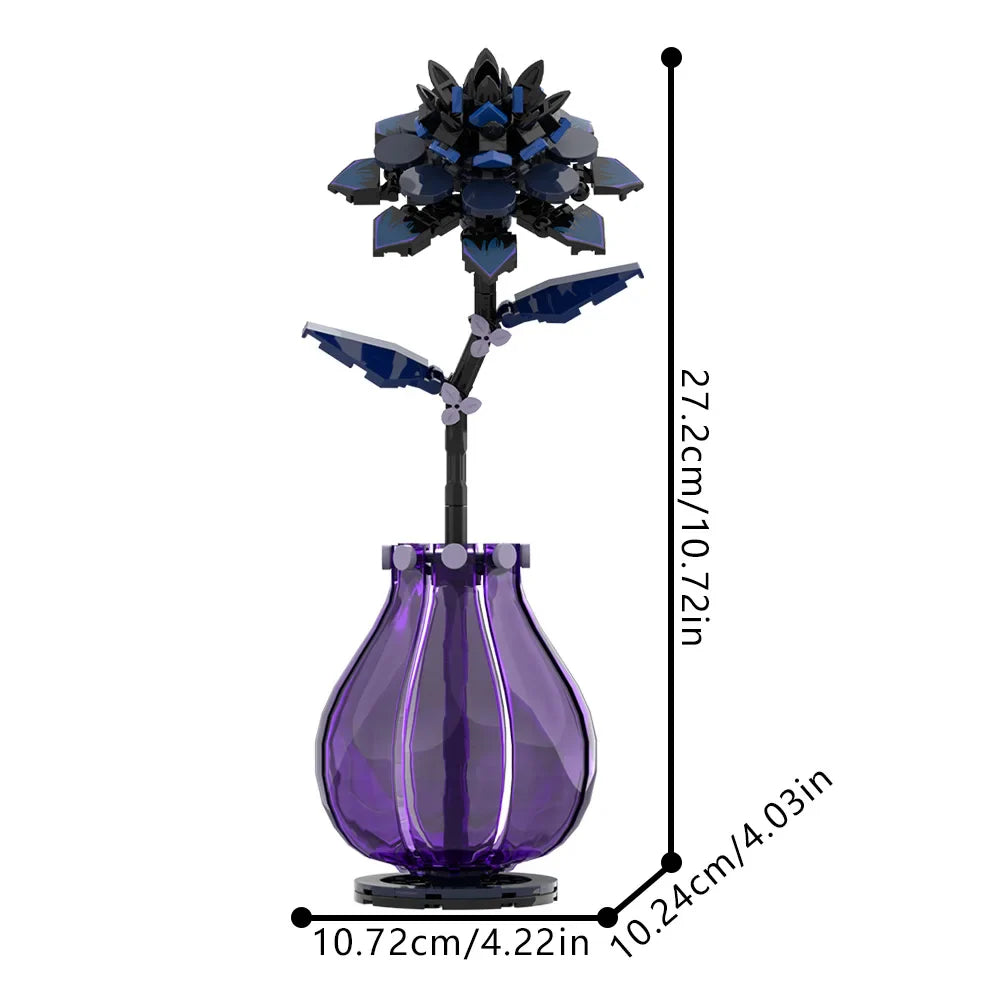 MOC Dahlia fleur blocs de construction modèle violet Dahlia fleur plantes en pot briques assemblage jouets saint valentin Couple bricolage cadeaux