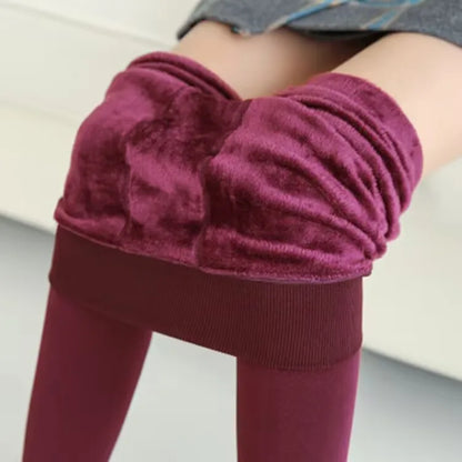 Leggings d'hiver pour femmes Leggins chauds couleur unie velours Leggins taille haute Leggings extensibles livraison directe