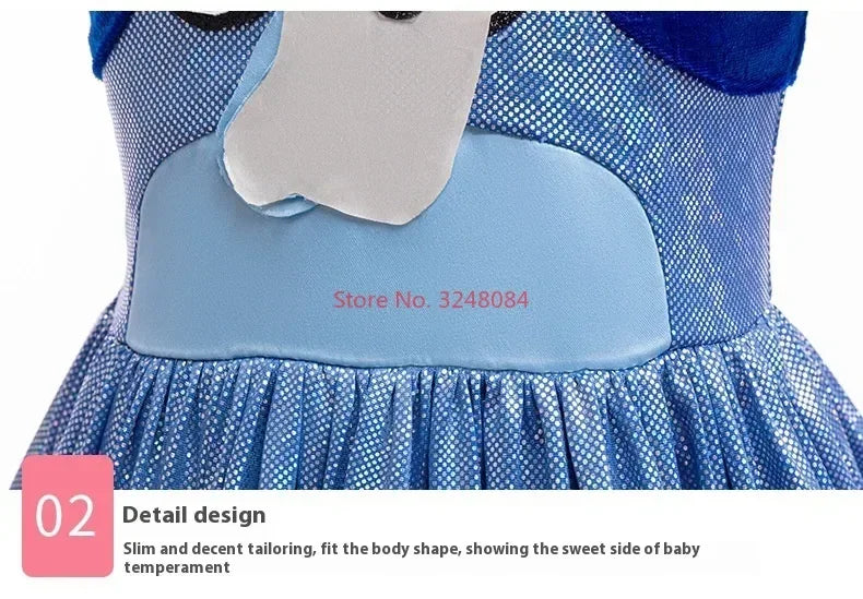 Nouvelle robe à bretelles d'été Bluey Anime pour fille, mignonne, pour fête d'anniversaire d'enfants, robe de soirée, robe de princesse, cadeau surprise pour fille