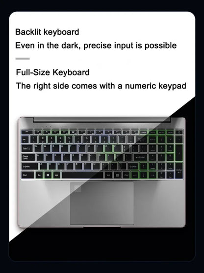 LENO 15.6"Portable Laptop 32GB DDR4 2TB SSD Intel N5095 Wntindows11 Notebook PC Gamer Office Computer with Backlit Fingerpri