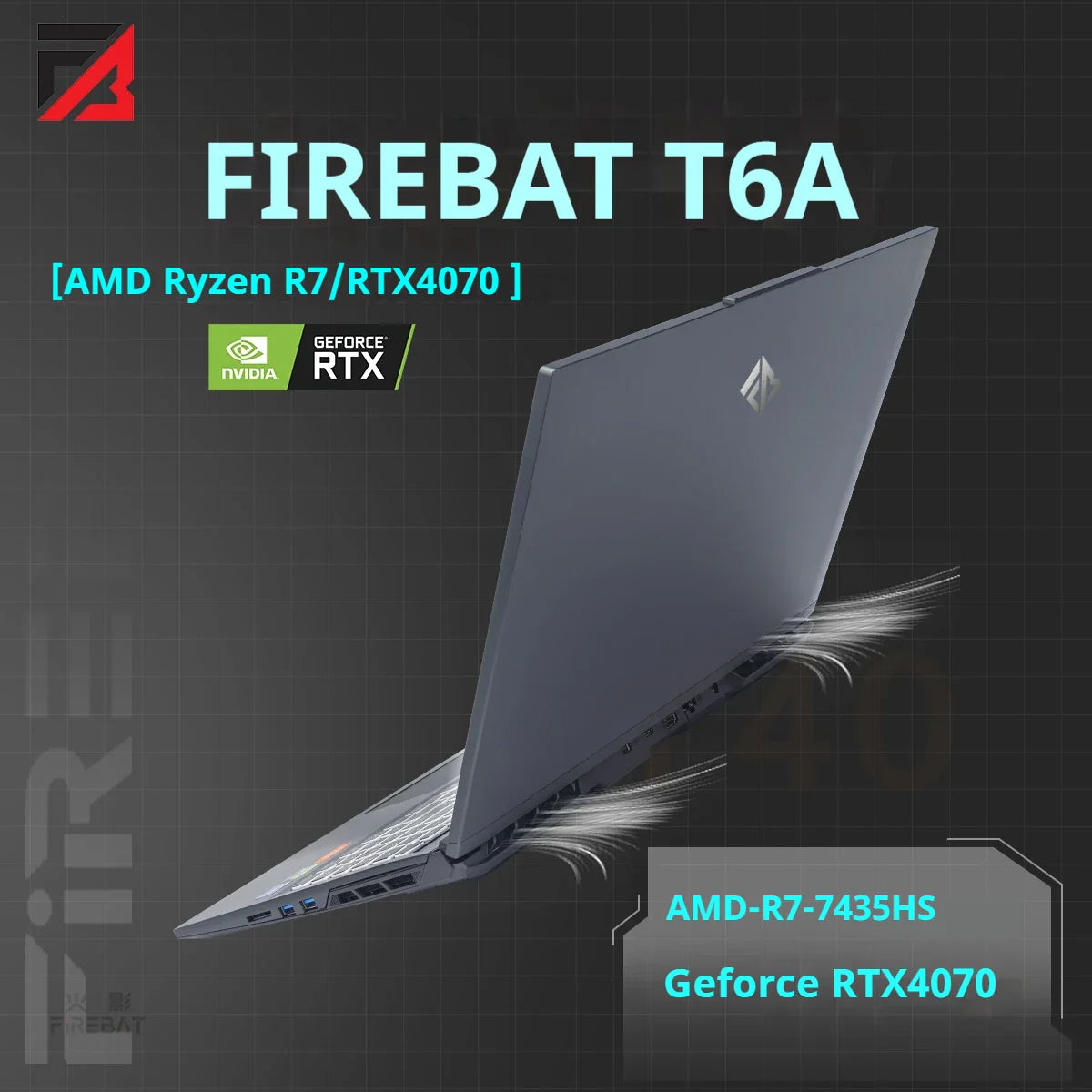 FIREBAT T6AD 16 Inch Geforce RTX 4070 AMD Ryzen7 7435HS  DDR5 165Hz 2.5K Wifi6 BT5.1 16GB 512GB Gaming Gamer Notebook Laptop