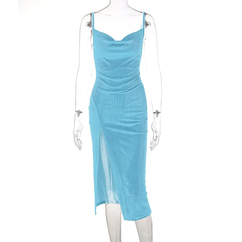 Ele Sexy Women's Spring 2024 Faionable Slim Fit Split Strapl Dr Polyester Fiber mid Waist Gown for Babies