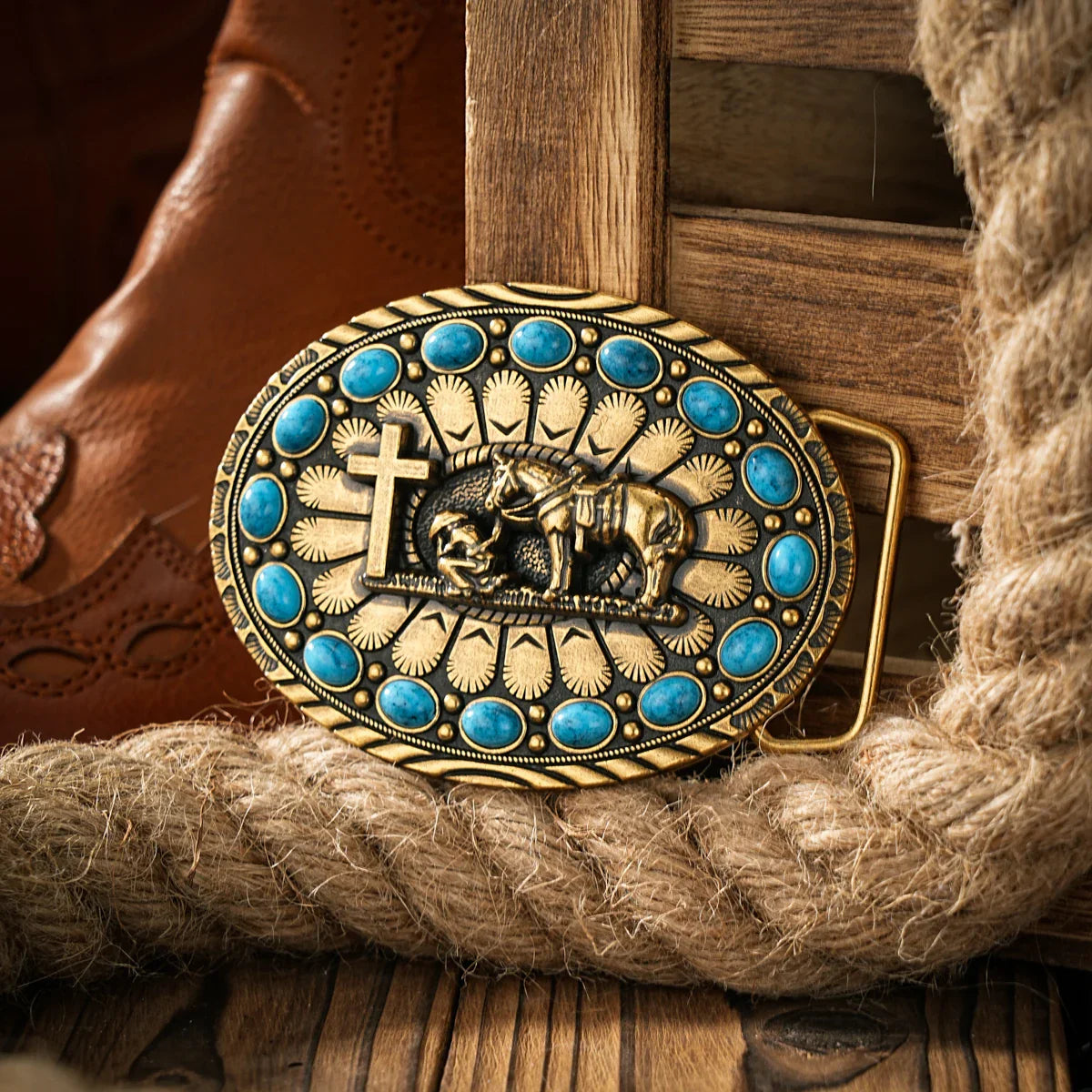 Boucle de ceinture en métal de style occidental, une boucle de ceinture