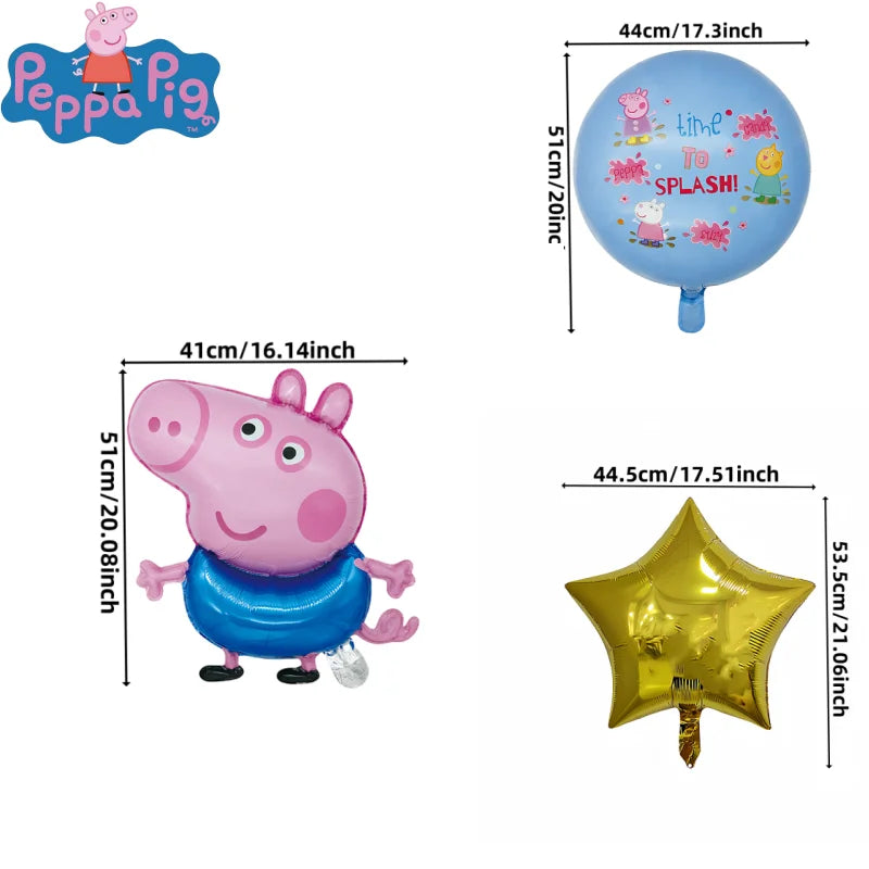 Peppa Pig Theme George Pig Dad Pig Mother Combination Set Aluminum Film Balloon Birthday Children's Day Party Decoration Backgro