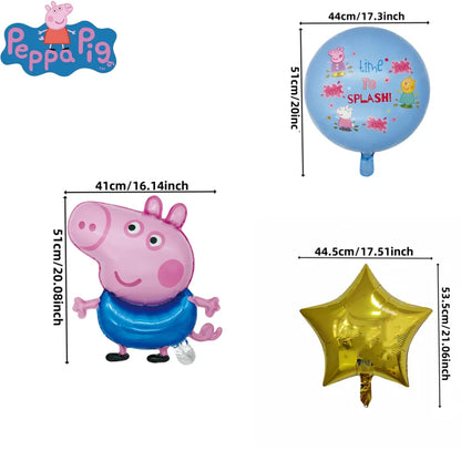 Peppa Pig Theme George Pig Dad Pig Mother Combination Set Aluminum Film Balloon Birthday Children's Day Party Decoration Backgro