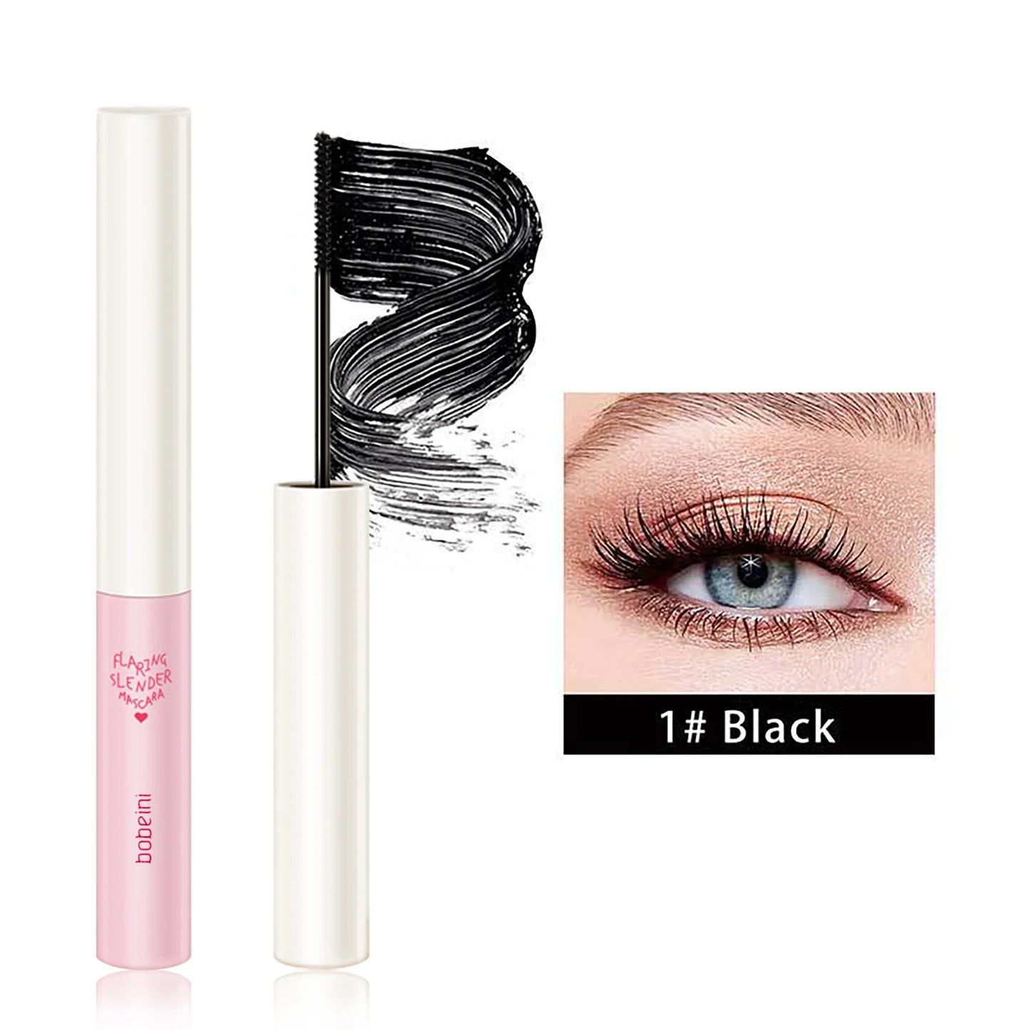 Mascara imperméable et sans maquillage, base allongée, cryptée, mince, bouclée et durable sans bavure