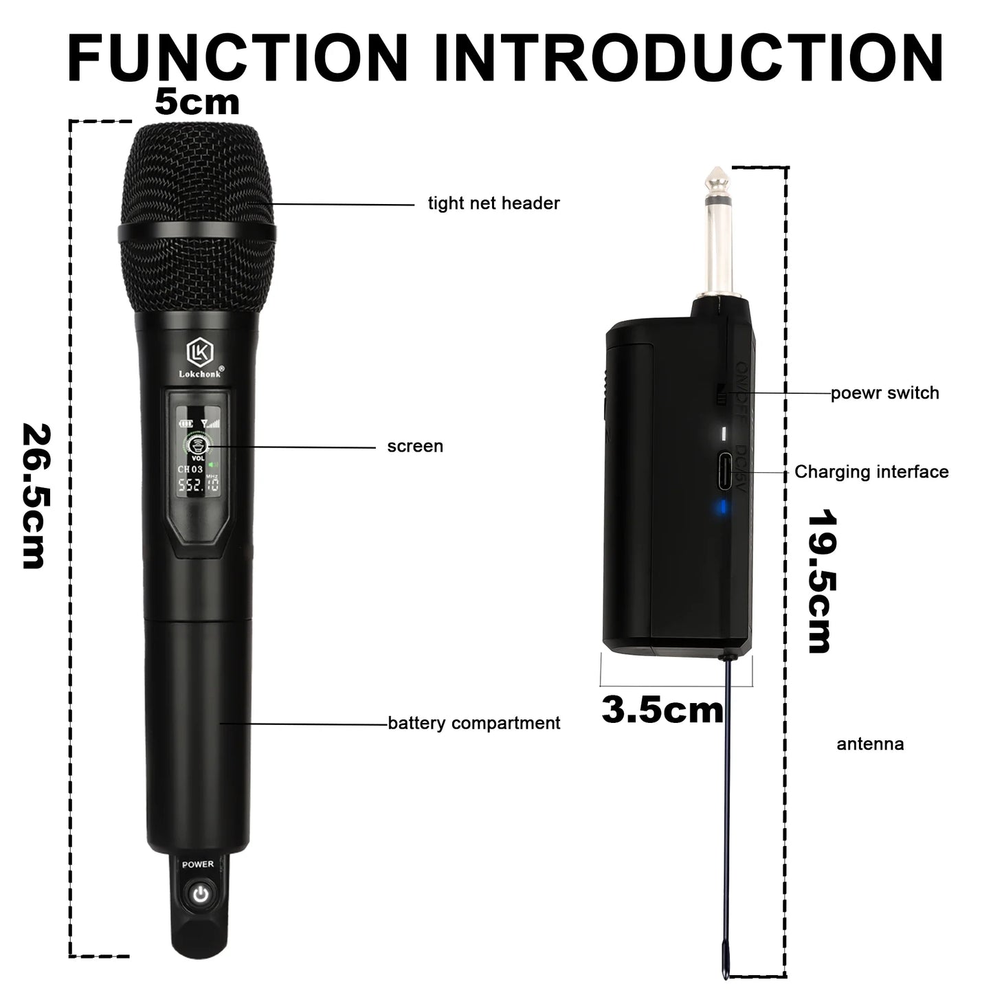 Fixed Frequency Wireless Microphone Handheld Mic for Karaoke Singing Stage Performance Home Use Stable Signal Professional Sound