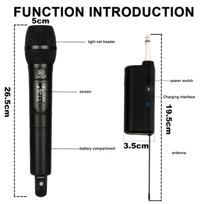 Fixed Frequency Wireless Microphone Handheld Mic for Karaoke Singing Stage Performance Home Use Stable Signal Professional Sound