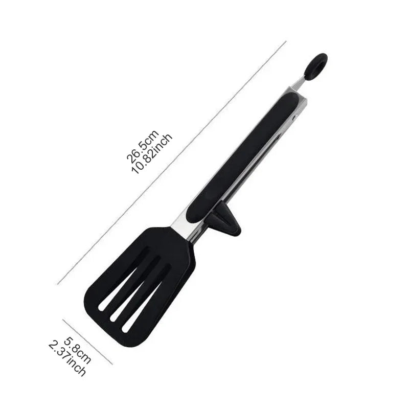 9" Stainless Steel Food Tongs, Non-Stick Silicone Cooking Tongs, Outdoor Salad and Bread Utensils, Kitchen Accessories