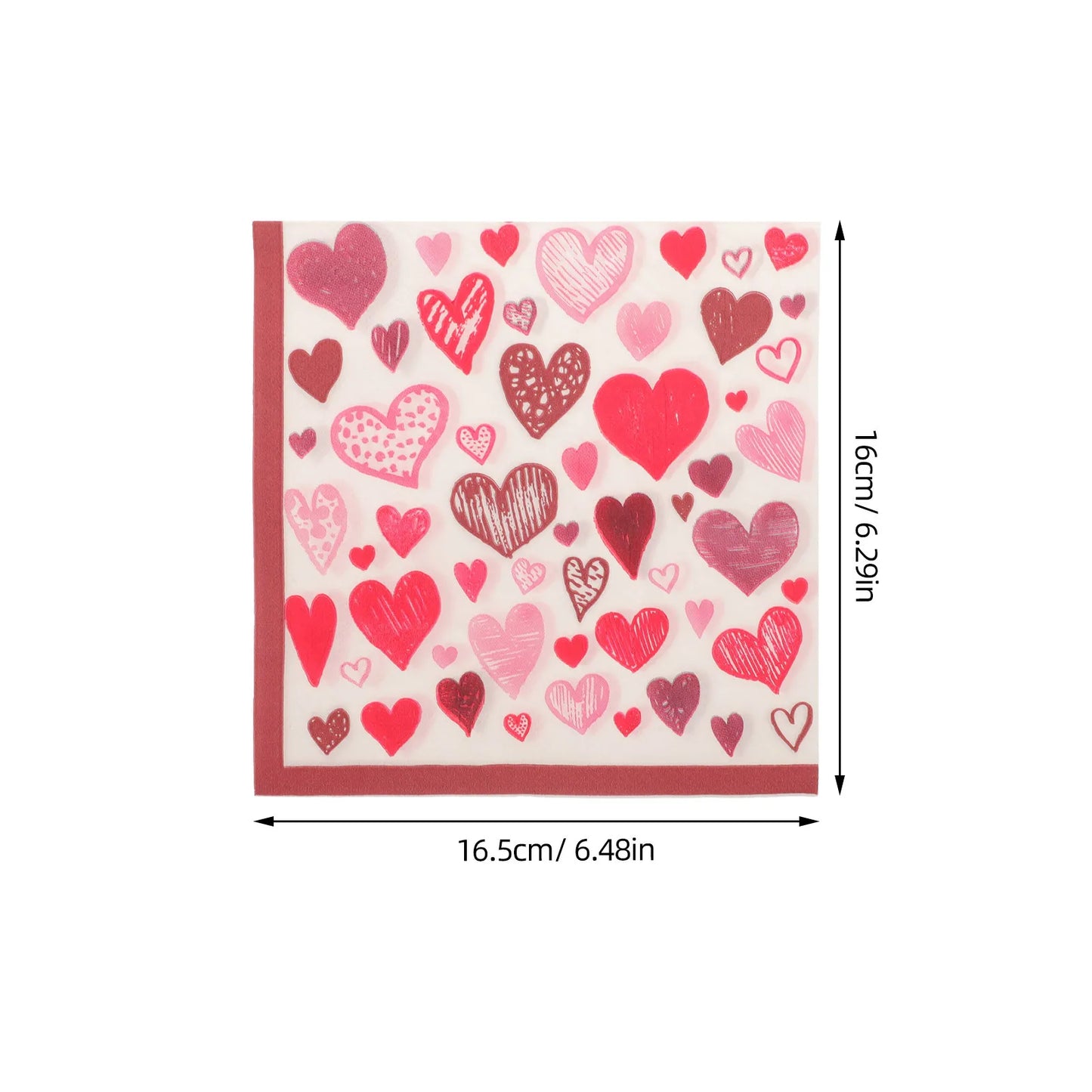 40 Serviettes en Papier Cœur Amour Élégantes Forme Carrée Parfaites pour les Couverts et la Mise en Place de la Table Serviettes de Table en Papier