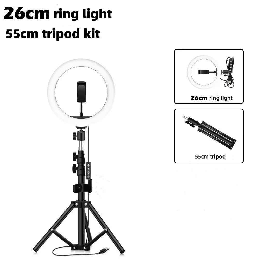 Anneau lumineux LED circulaire avec support pour téléphone, éclairage de studio, lampe pour caméra photo et vidéo YouTube, prise de vue Vlog et selfie