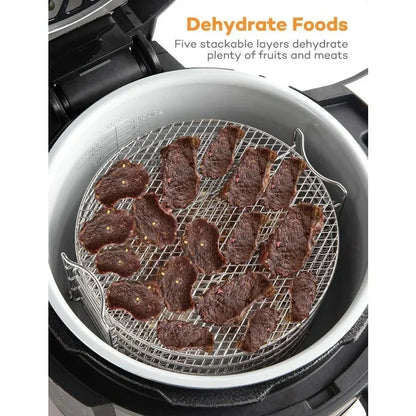 Air Fryer Grill Stand with Five Stackable Layers, Food Grade Stainless Steel Dehydrator Rack Accessories